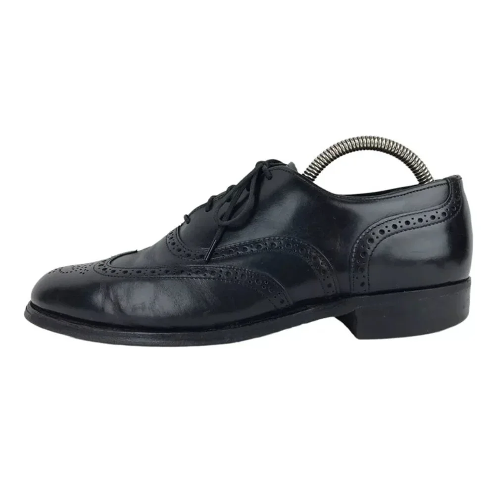Unbranded Mens Black‎ Leather Almond Toe Lace Up Oxford Dress Shoes Size US 7.5